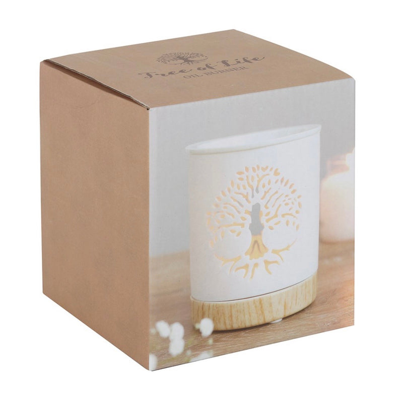TREE OF LIFE CUT OUT OIL BURNER-WHITE-CERAMIC