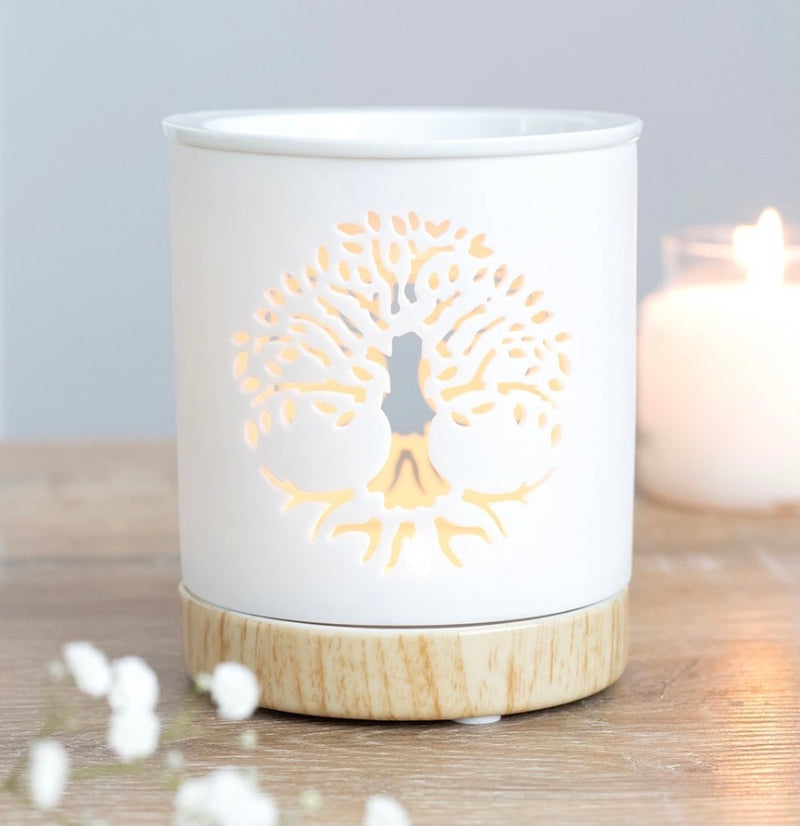 TREE OF LIFE CUT OUT OIL BURNER-WHITE-CERAMIC