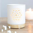 MANDALA CUT OUT OIL BURNER-WHITE-CERAMIC