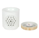 MANDALA CUT OUT OIL BURNER-WHITE-CERAMIC