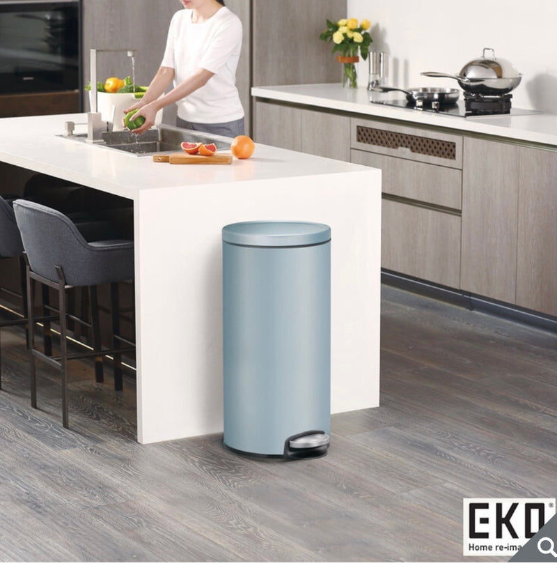 EKO EVA 30 Litre Waste Bin-Silver and Blue Colour