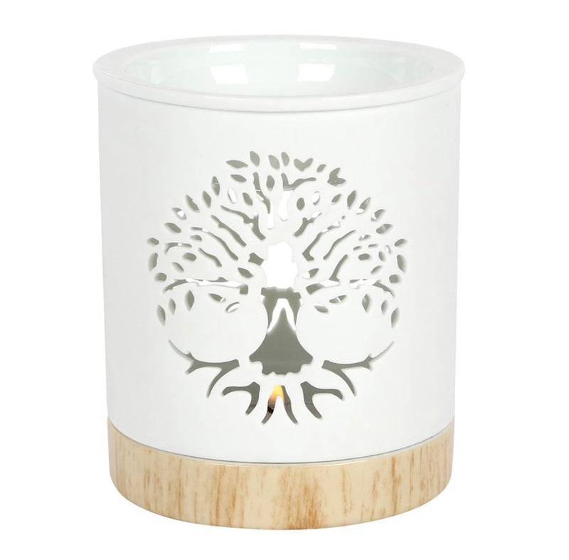 TREE OF LIFE CUT OUT OIL BURNER-WHITE-CERAMIC